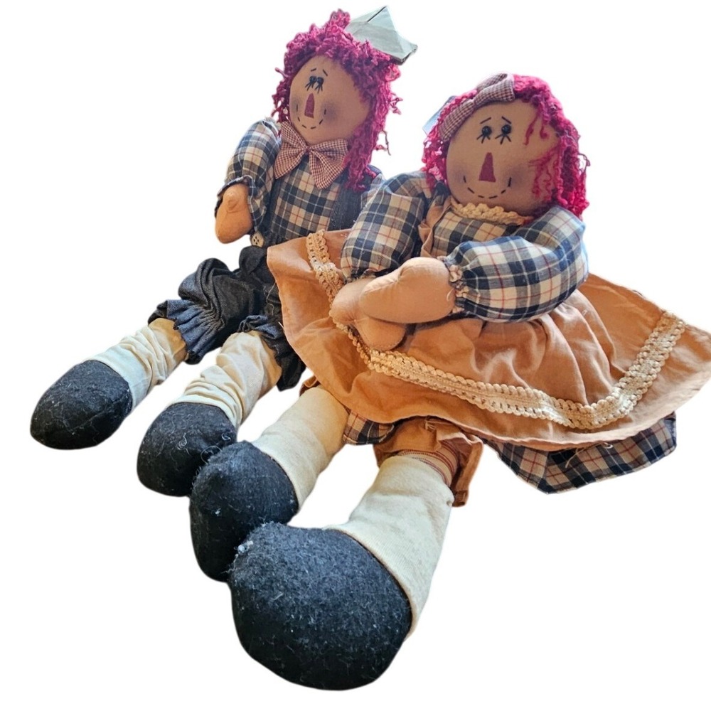 Vintage Style Primitive Raggedy Ann & Andy Dolls Farmhouse Decor
